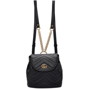 Gucci Calfskin Matelasse GG Marmont Flap Backpack Black